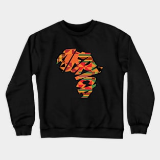 Africa Map with Kente Pattern, African Words Style Crewneck Sweatshirt